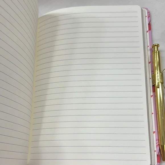 Papyrus Pink Cherry Patterned Notebook with Gold Pen NWT - Picture 6 of 7